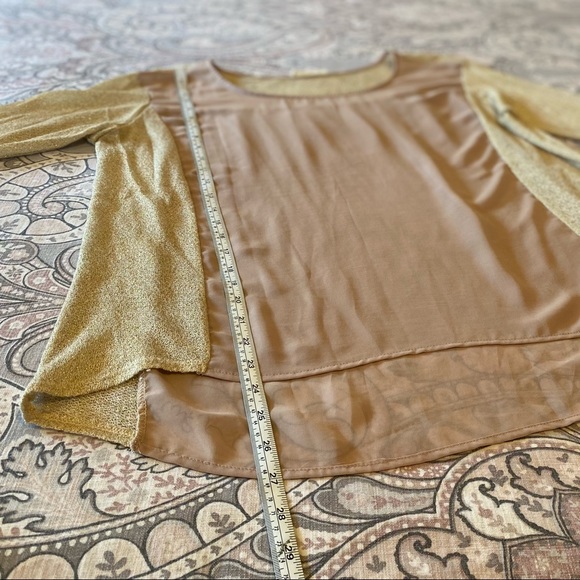 Lush Rose Gold sheer and Gold Panel top - Picture 8 of 10